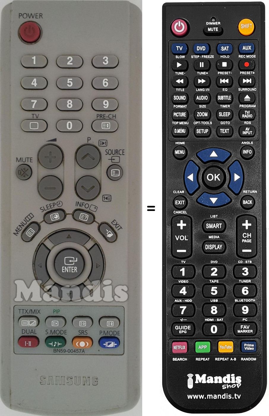 Télécommande équivalente Samsung BN59-00457 A