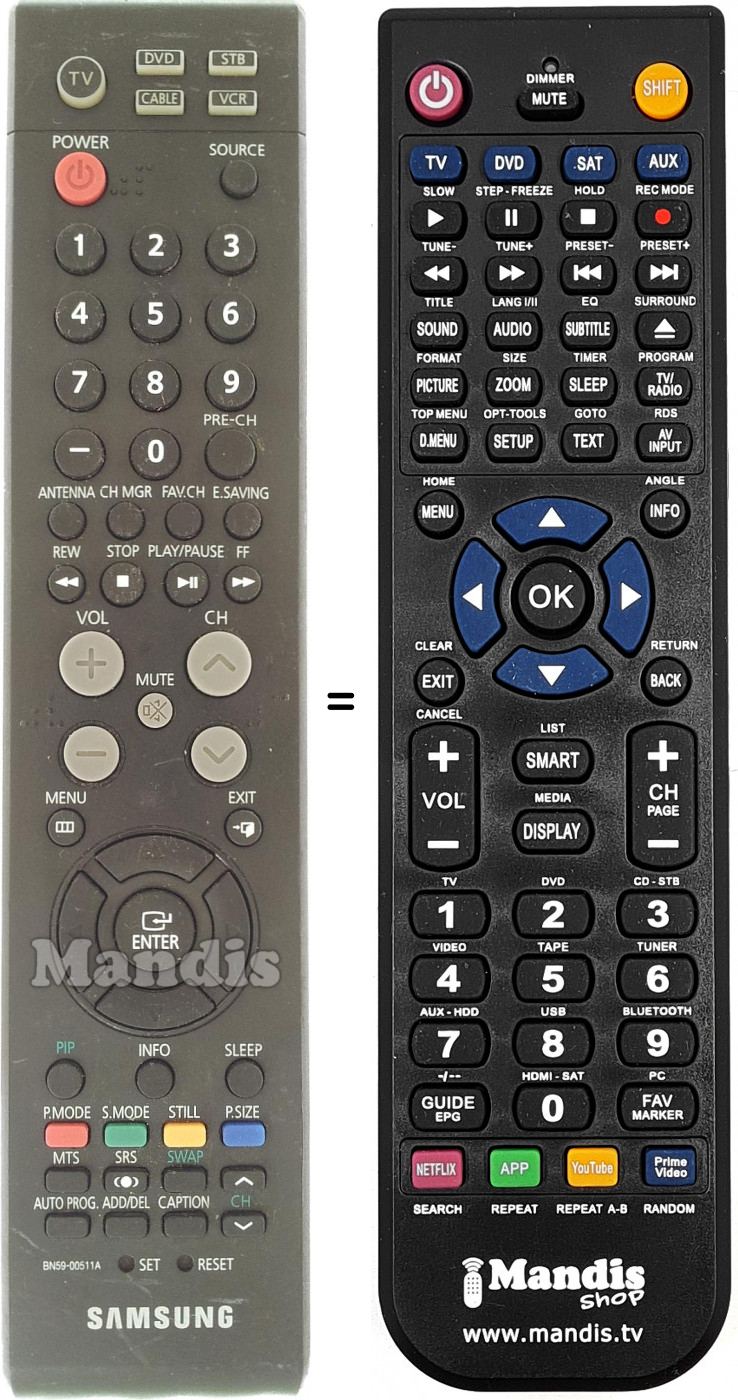 Télécommande équivalente Samsung BN59-00511A