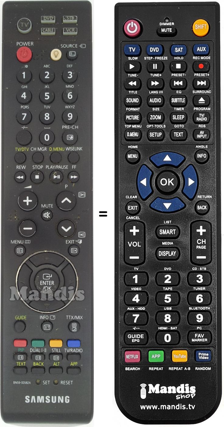 T&eacute;l&eacute;commande &eacute;quivalente Samsung BN59-00582A