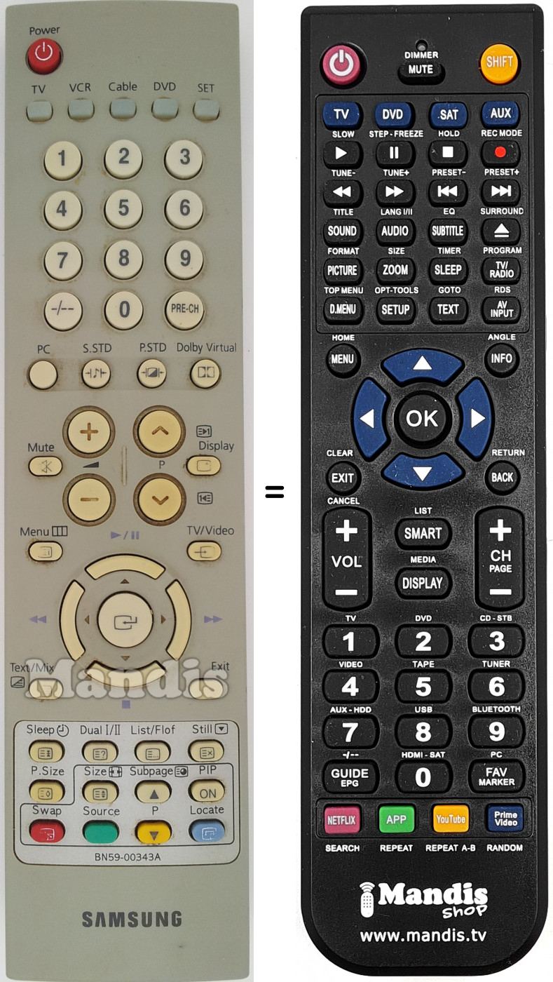 Télécommande équivalente Samsung BN59-00343A