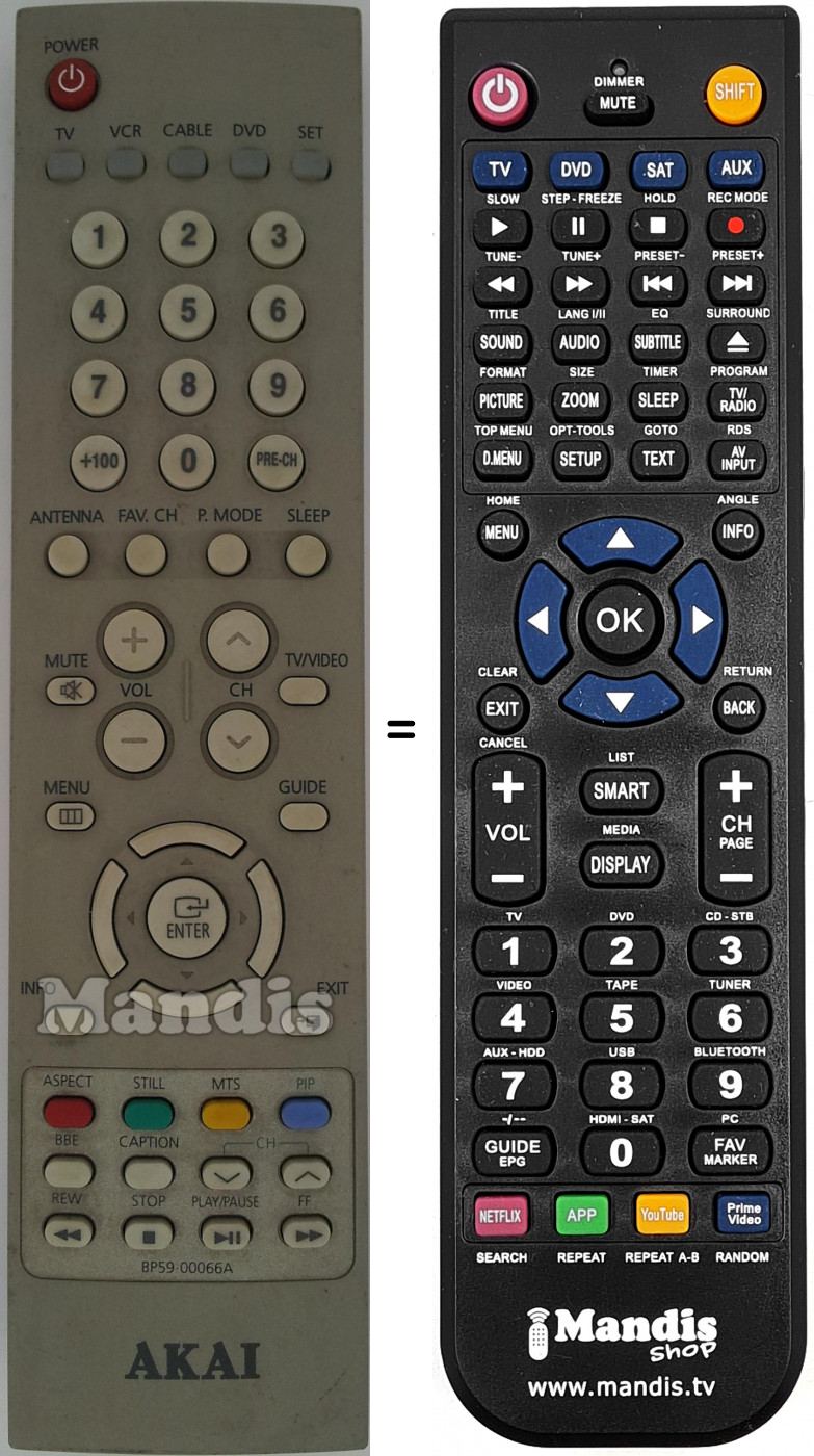 Télécommande équivalente BP5900066A