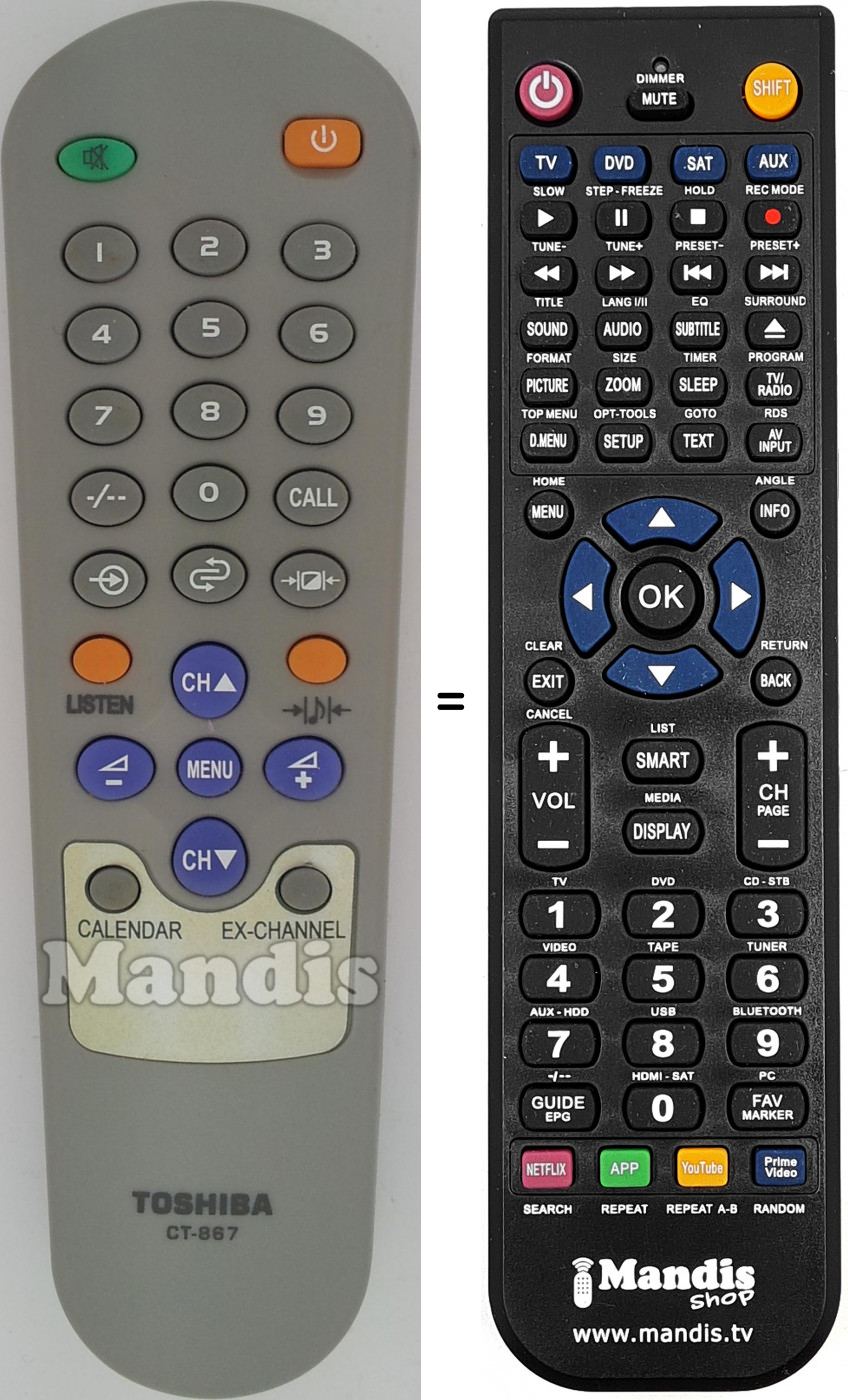 Télécommande équivalente CT-867