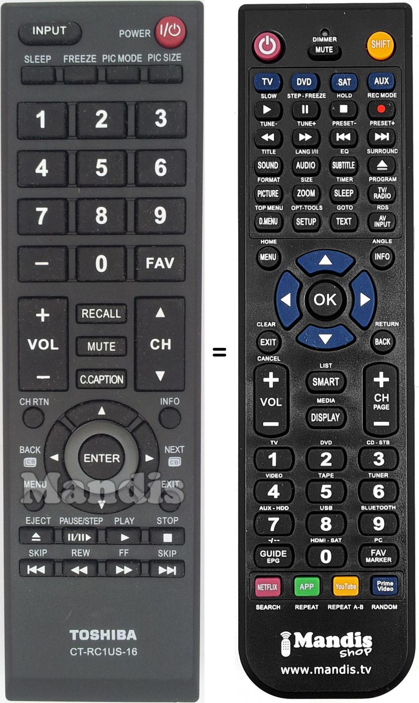 Télécommande équivalente CT-RC1US-16