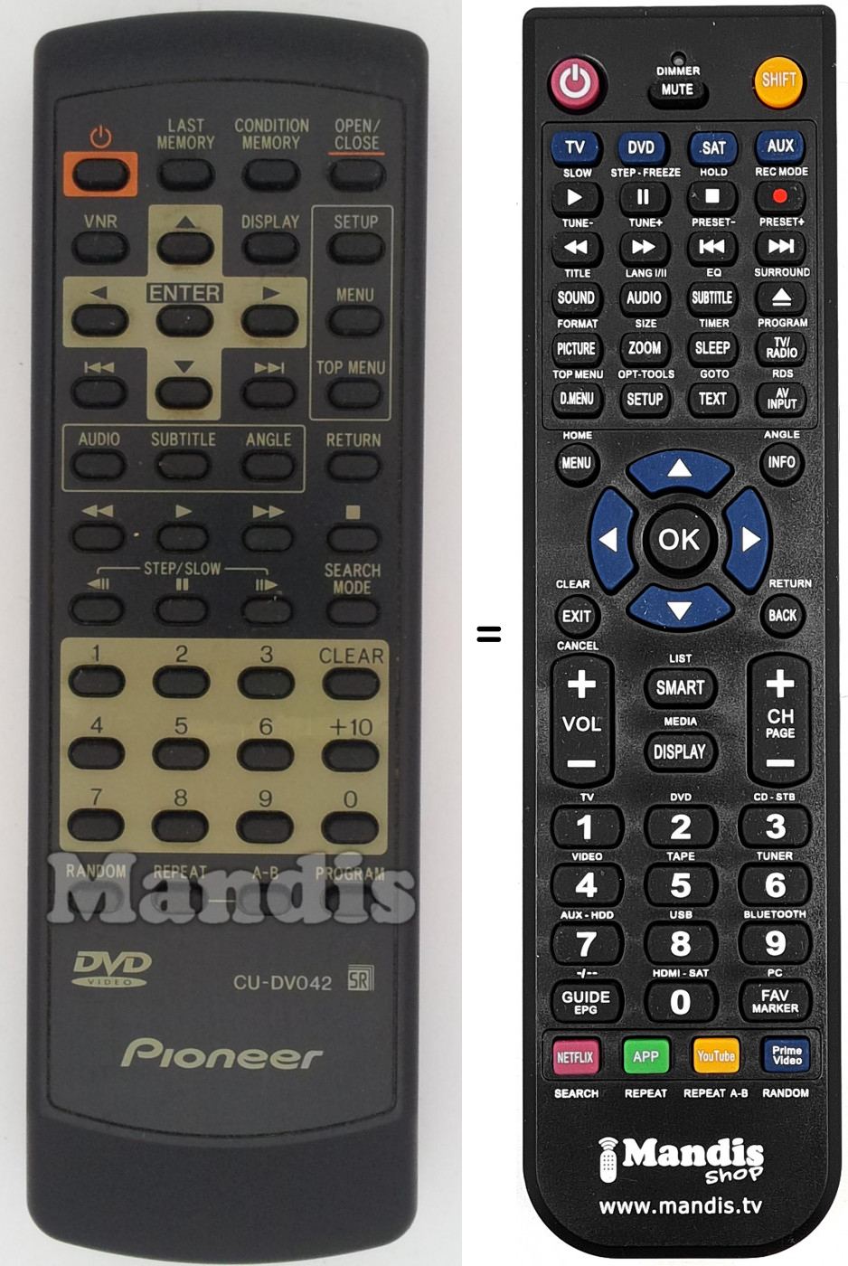 Télécommande équivalente Pioneer CU-DV 042