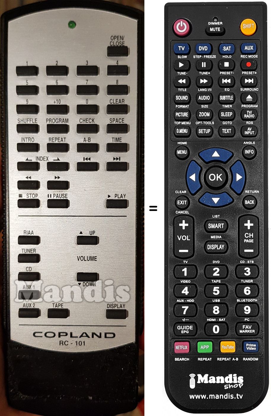 T&eacute;l&eacute;commande &eacute;quivalente RC-101