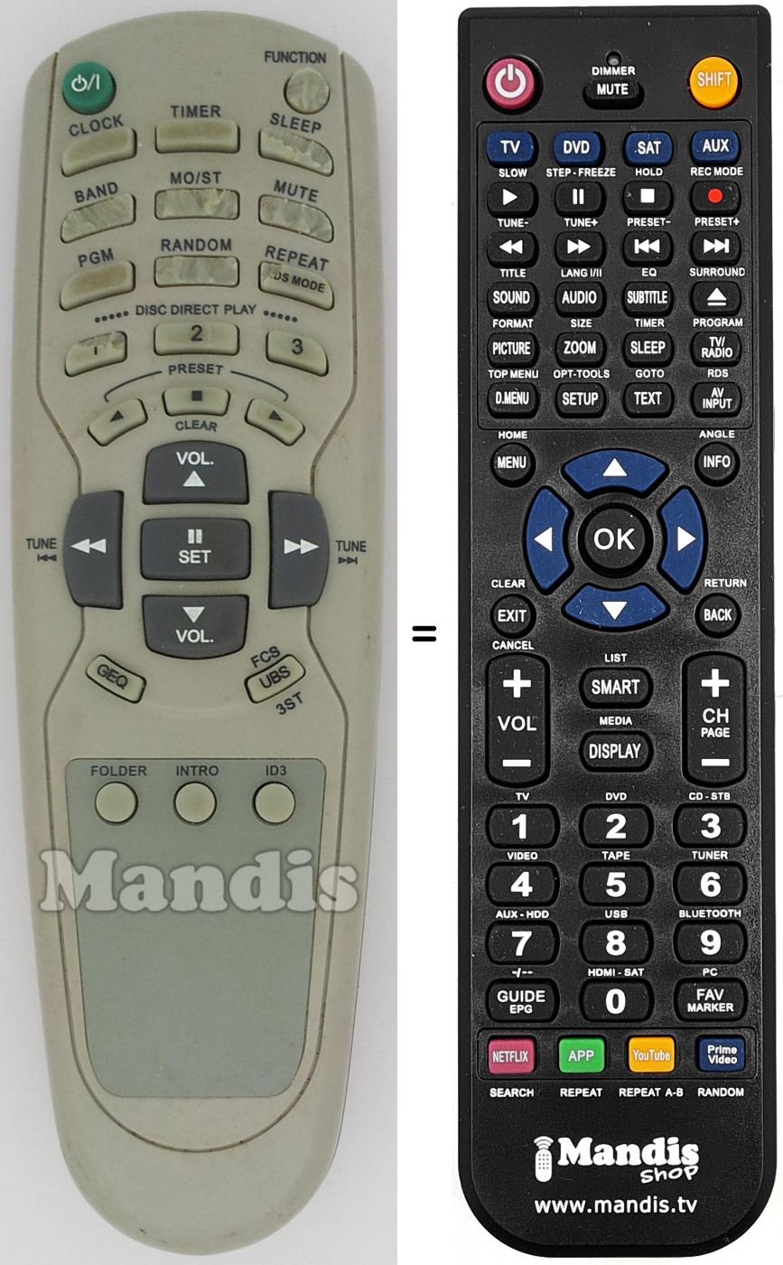 Télécommande équivalente DAE002