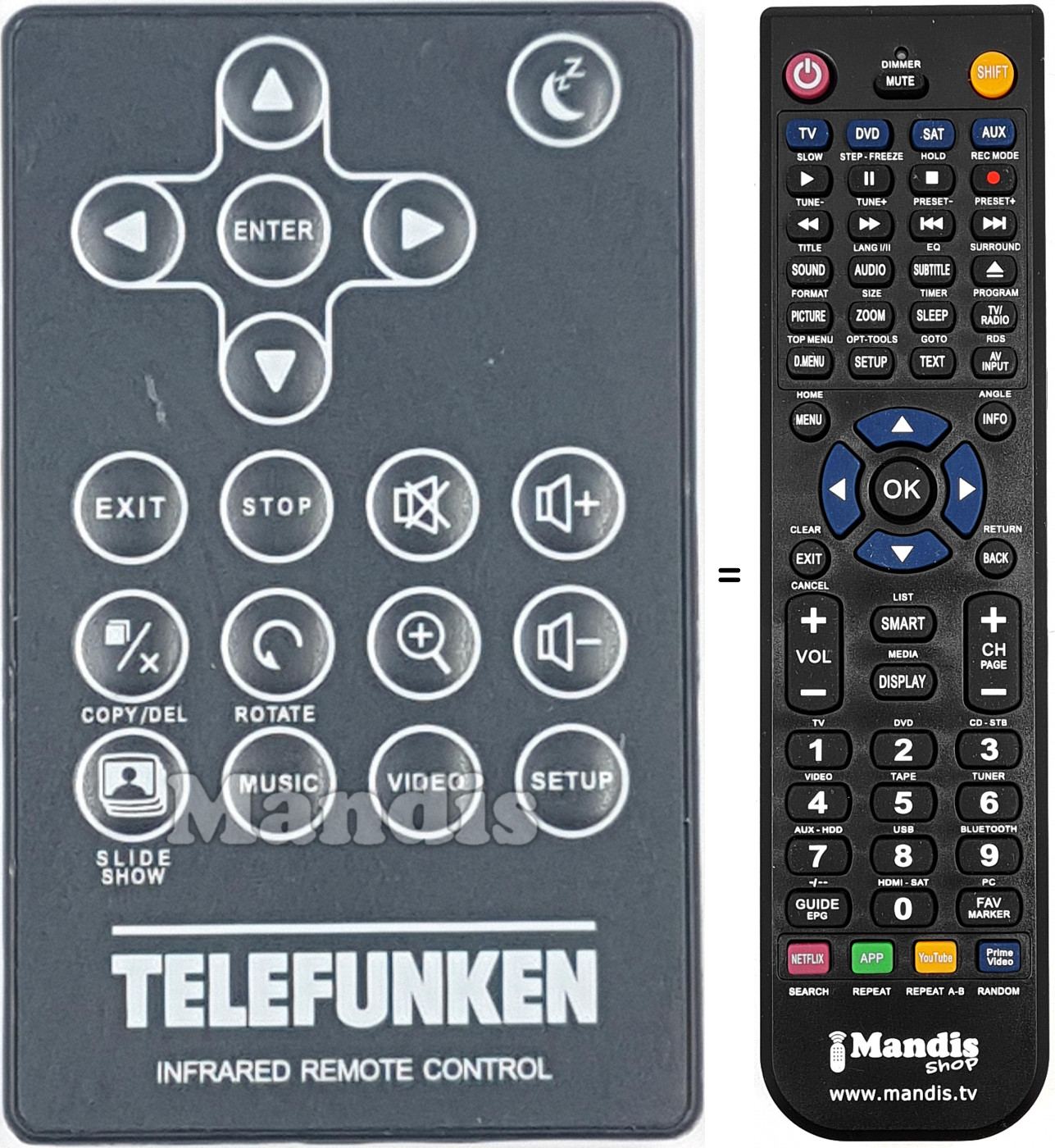 Télécommande équivalente Telefunken DPF10333