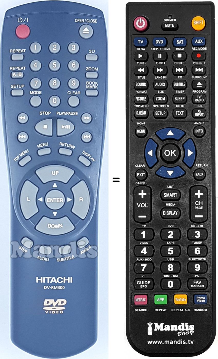 Télécommande équivalente Hitachi DV-RM 300