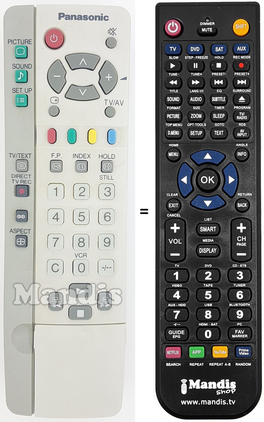 Télécommande équivalente Panasonic EUR511212A