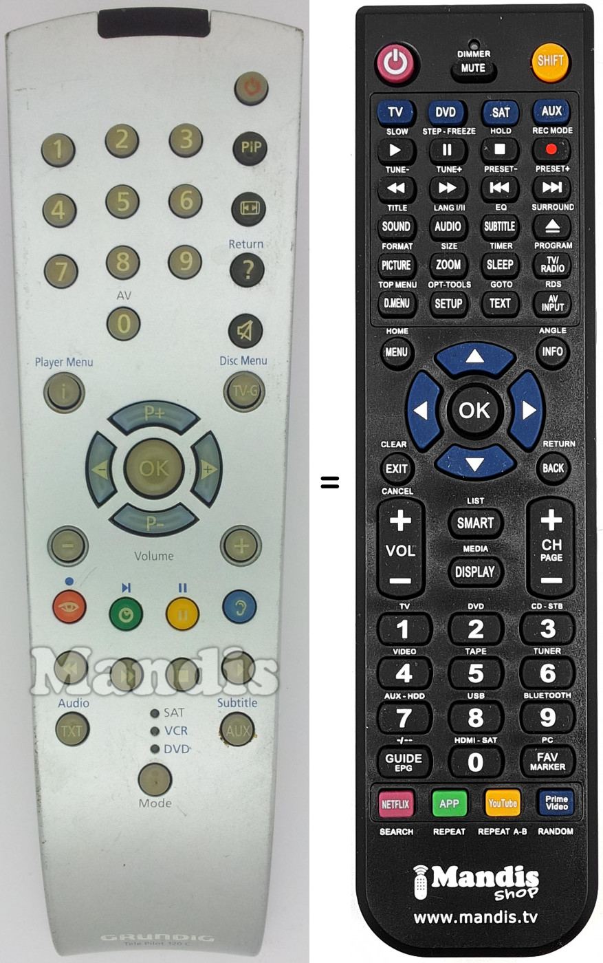 Télécommande équivalente TP 120 C