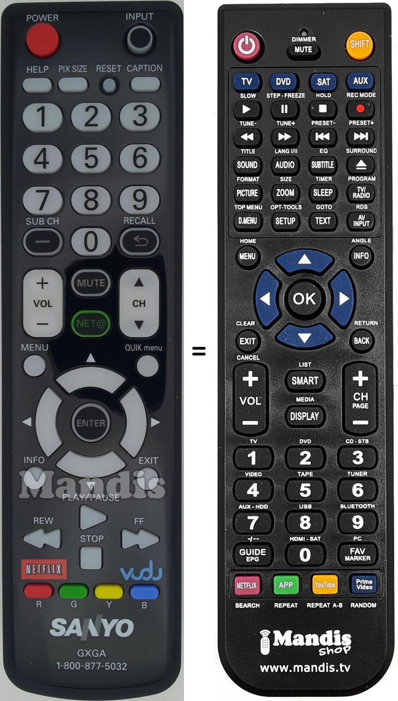 Télécommande équivalente GXGA