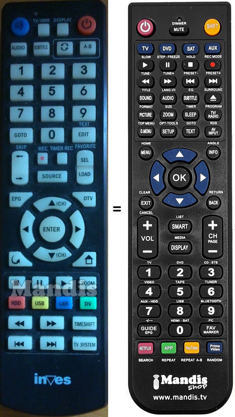 Télécommande équivalente INVES XR262017
