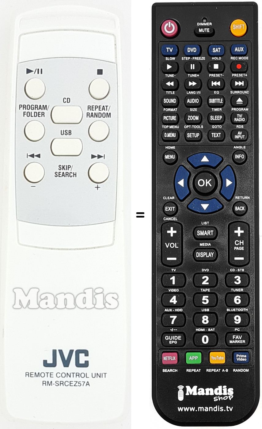 Télécommande équivalente JVC RM-SRCEZ57A