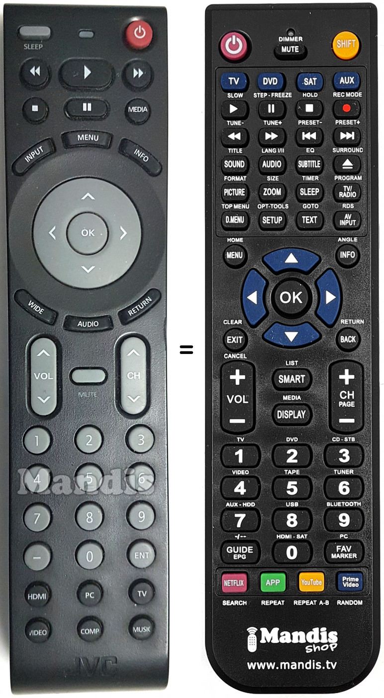 Télécommande équivalente JVC EM32T