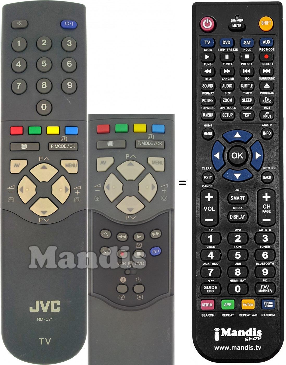 Télécommande équivalente JVC RM-C 71