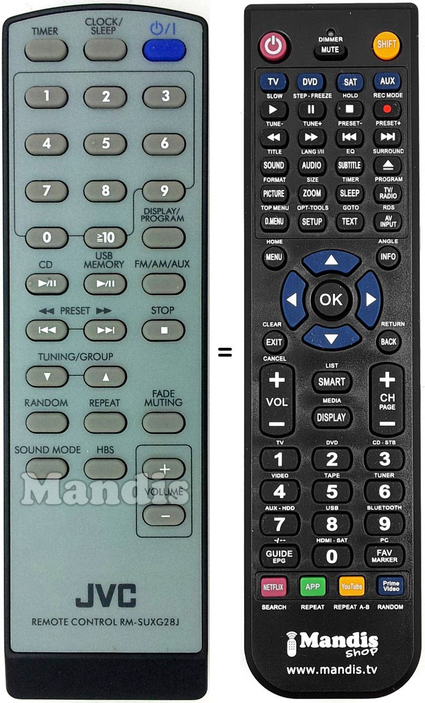 Télécommande équivalente JVC RM-SUXG28J