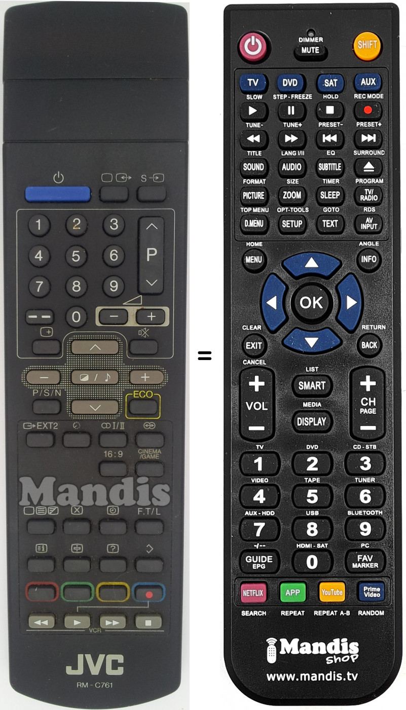 Télécommande équivalente JVC RM-C 761