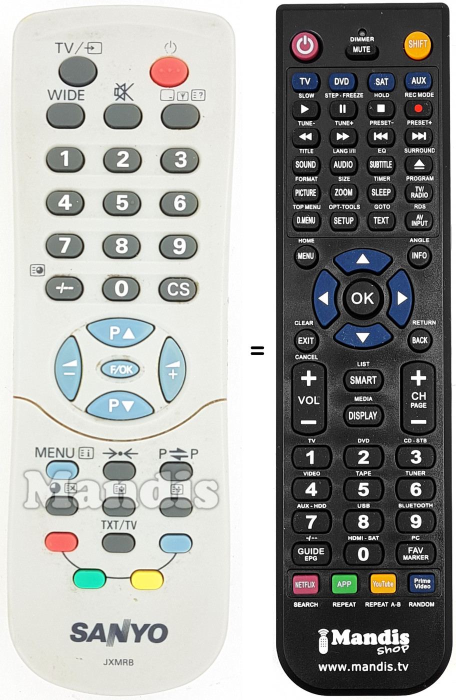 T&eacute;l&eacute;commande &eacute;quivalente Sanyo JXMRB