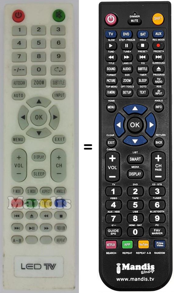 T&eacute;l&eacute;commande &eacute;quivalente Led002