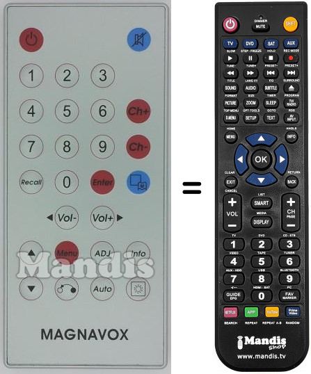 Télécommande équivalente Magnavox drmct007t8