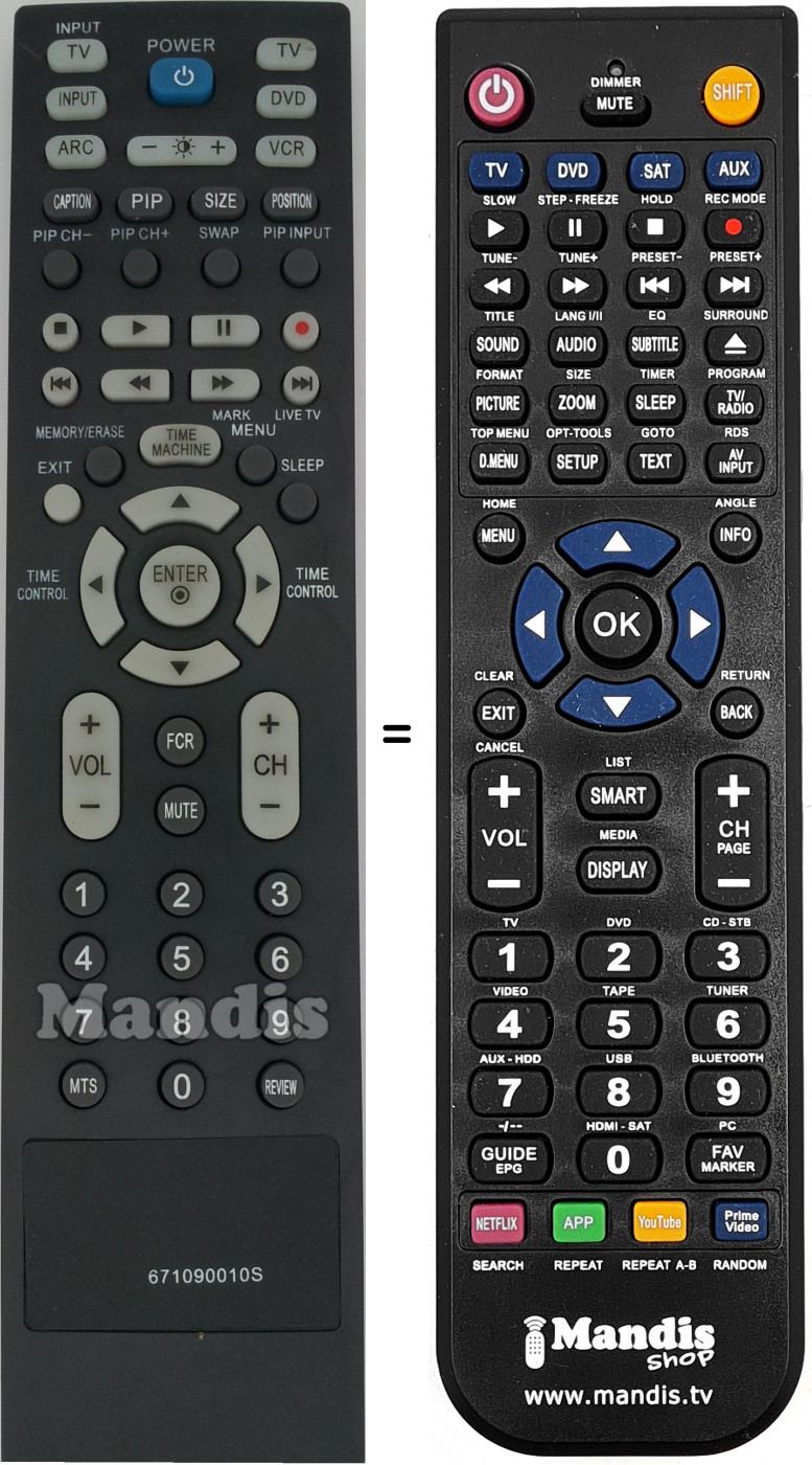 Télécommande équivalente 671090010S