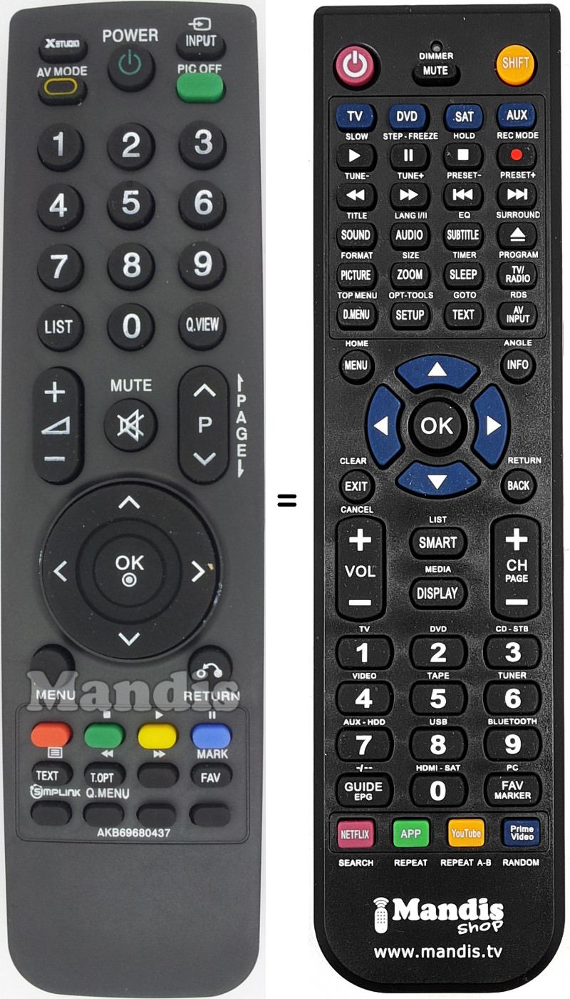 Télécommande équivalente AKB69680437