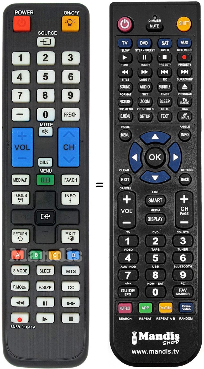 Télécommande équivalente BN59-01041A
