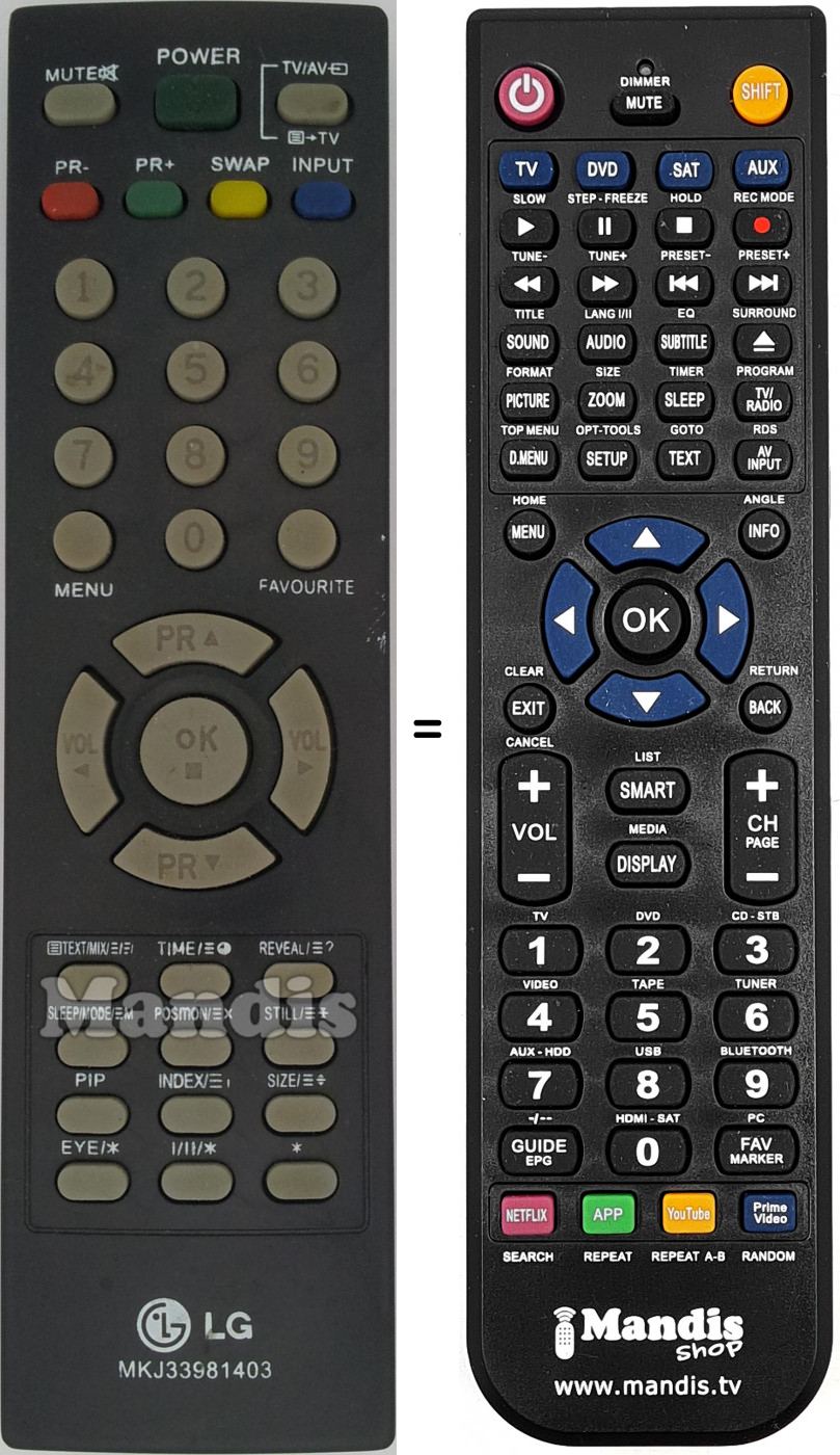 Télécommande équivalente MKJ33981403
