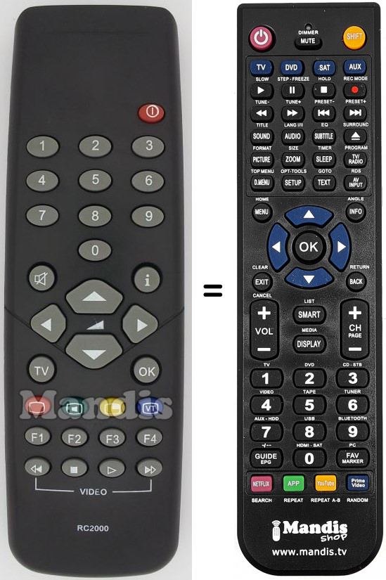 Télécommande équivalente Arena RC2000