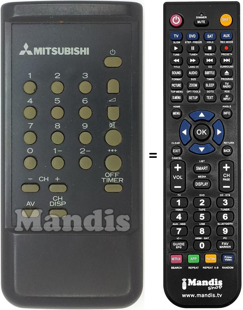 Télécommande équivalente Mitsu001 Télécommande équivalente Mitsu001