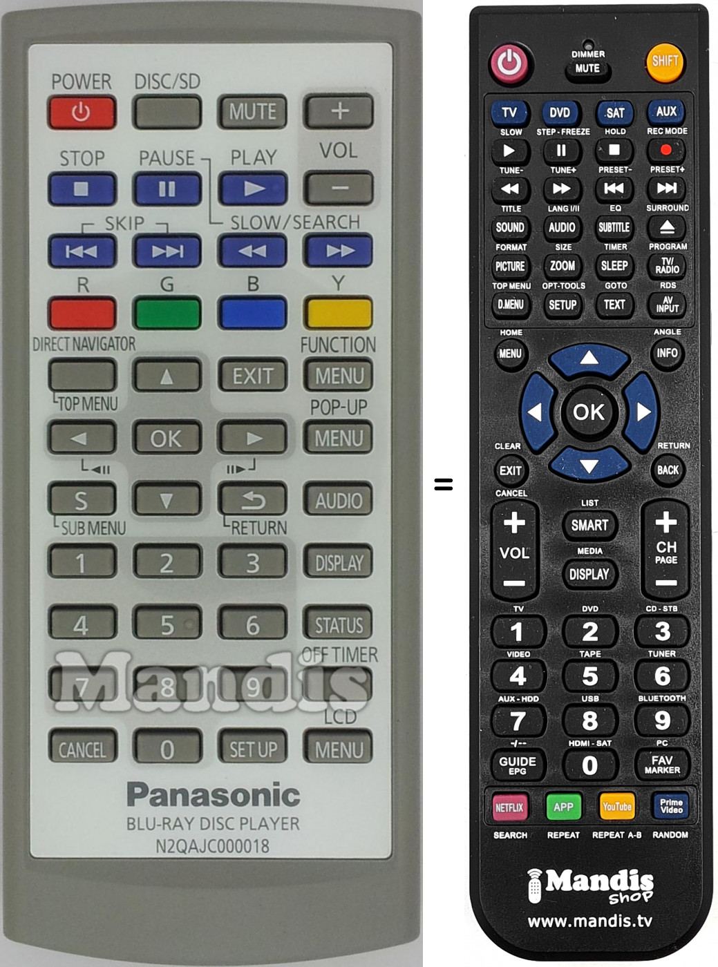 Télécommande équivalente N2QAJC000018