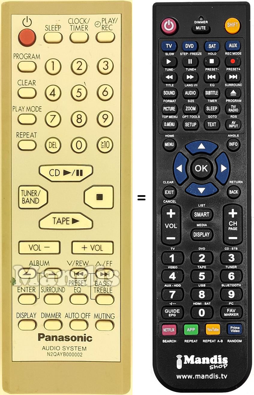 Télécommande équivalente N2QAYB000002