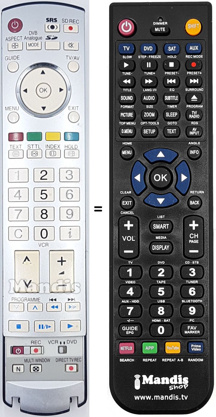 Télécommande équivalente Panasonic N2QAYB000050