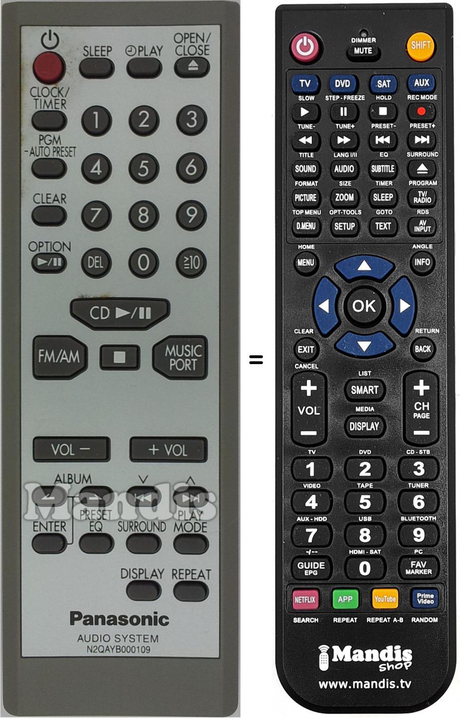 Télécommande équivalente N2QAYB000109