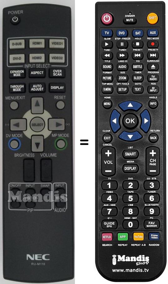 Télécommande équivalente RU-M116