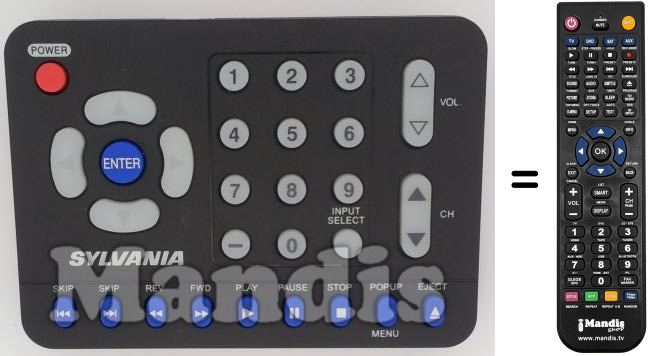 Télécommande équivalente SYLVANIA NH101UF