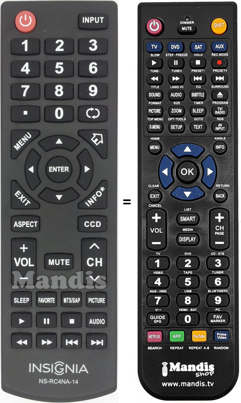 T&eacute;l&eacute;commande &eacute;quivalente NS-RC4NA-14