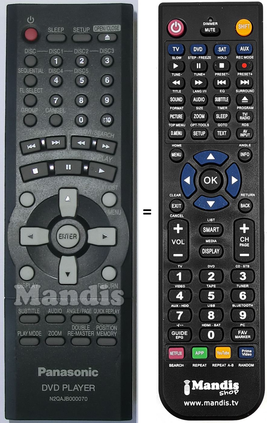 Télécommande équivalente N2QAJB000070