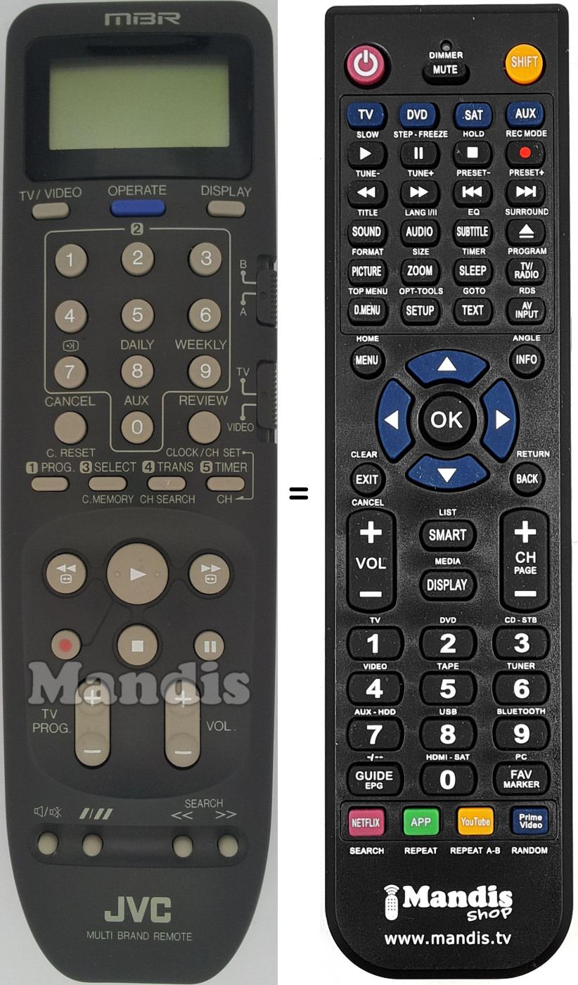 Télécommande équivalente JVC PQ 11534