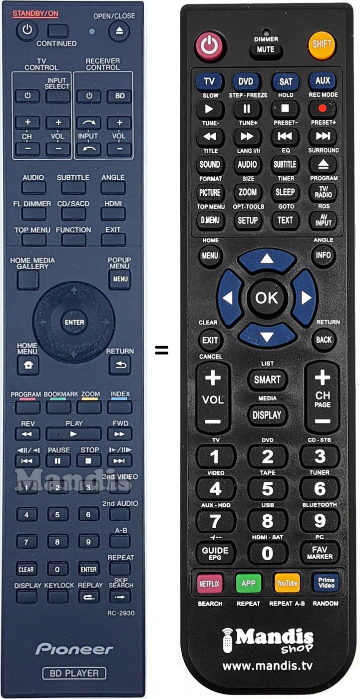 Télécommande équivalente Pioneer RC-2930