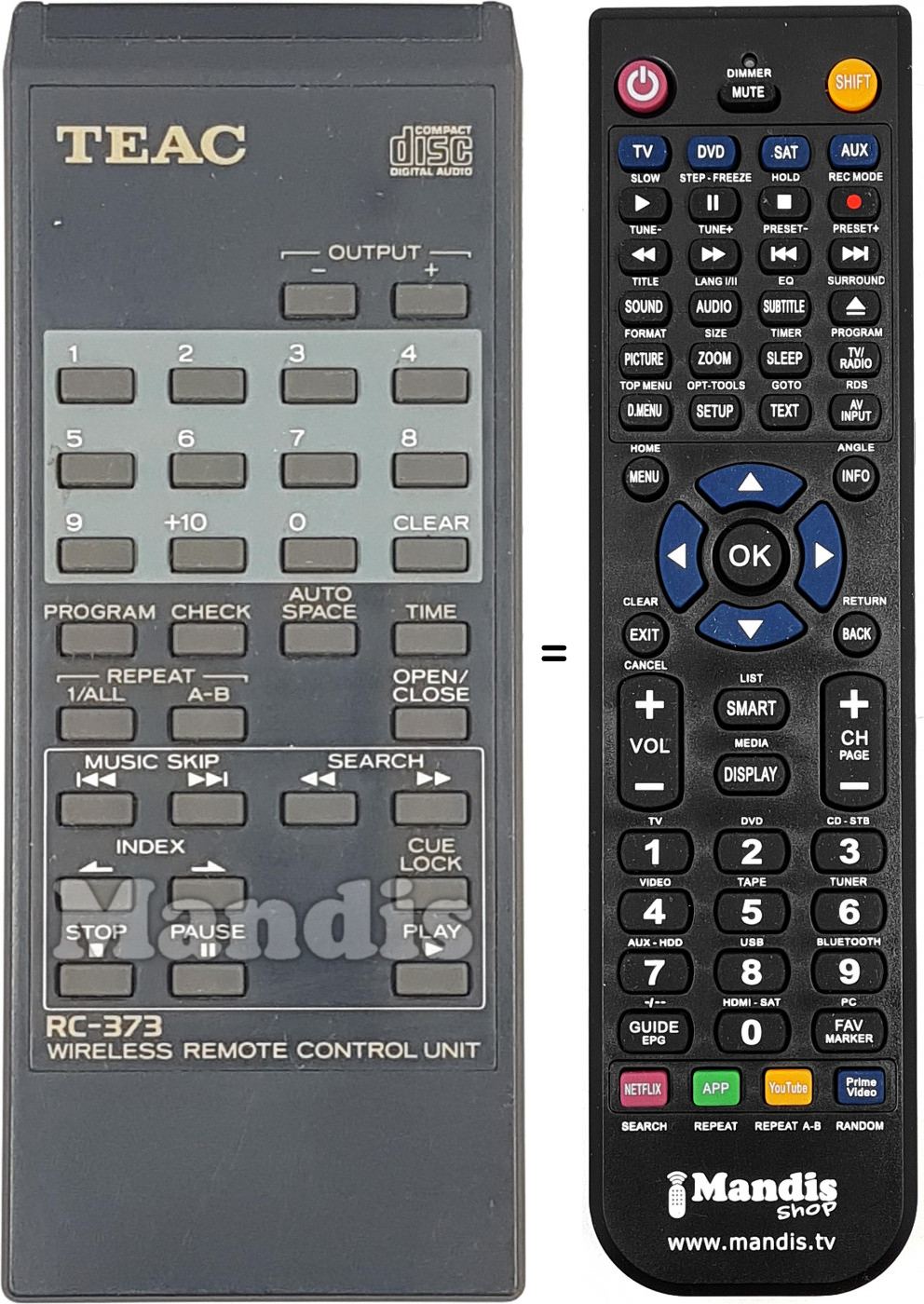 Télécommande équivalente RC-373
