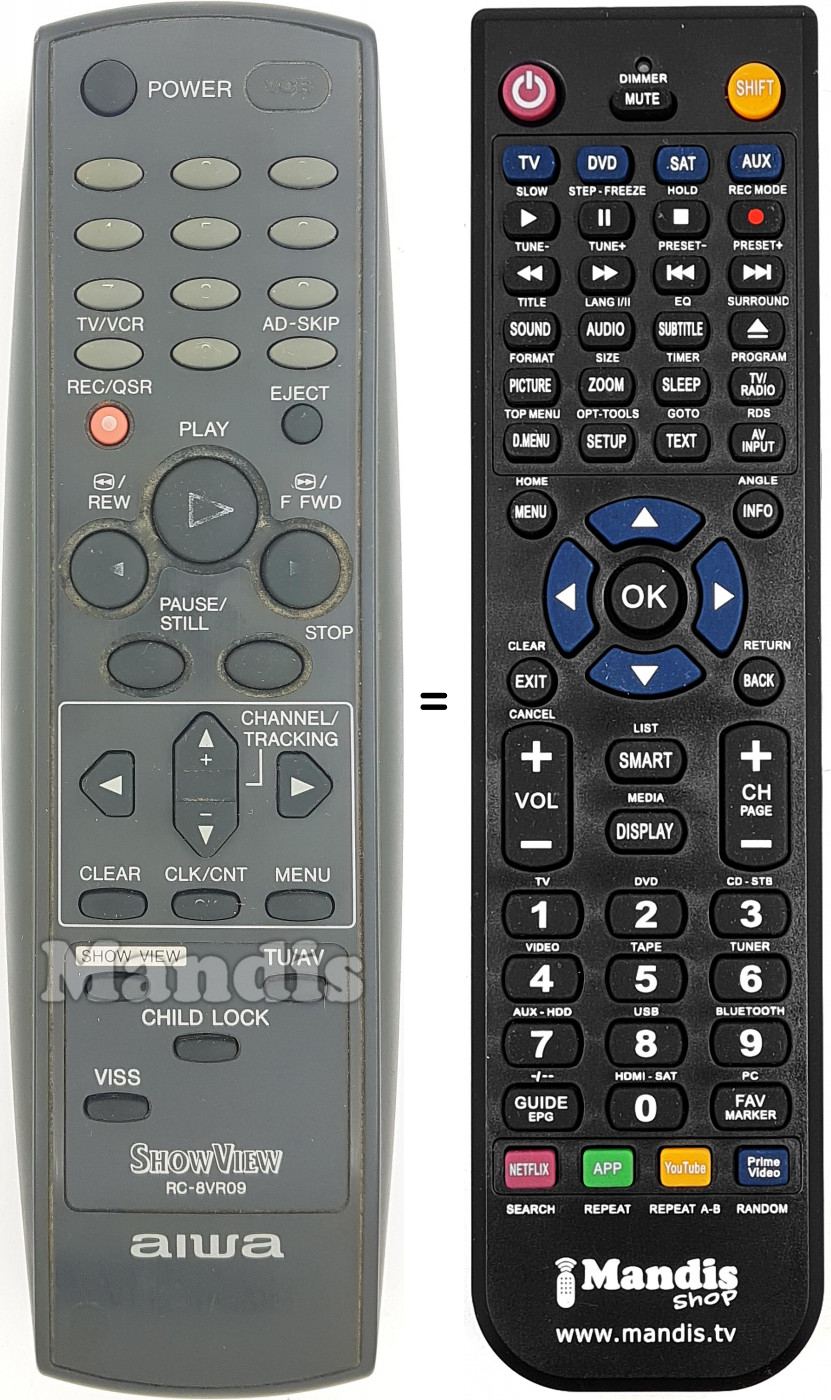 Télécommande équivalente RC-8 VR 09