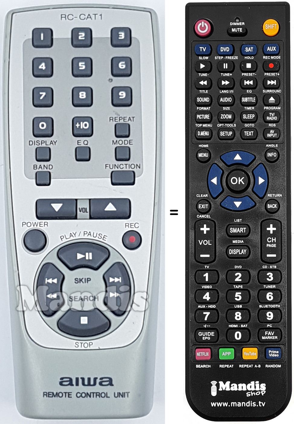 Télécommande équivalente RC-CAT1