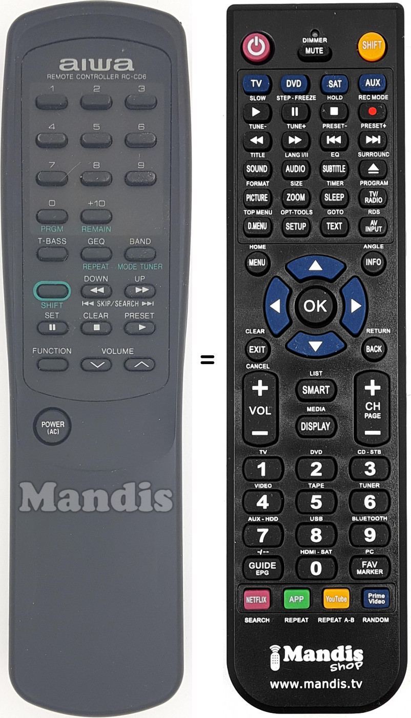 Télécommande équivalente RC-CD6