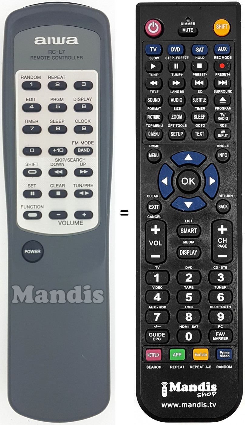 Télécommande équivalente RC-L7