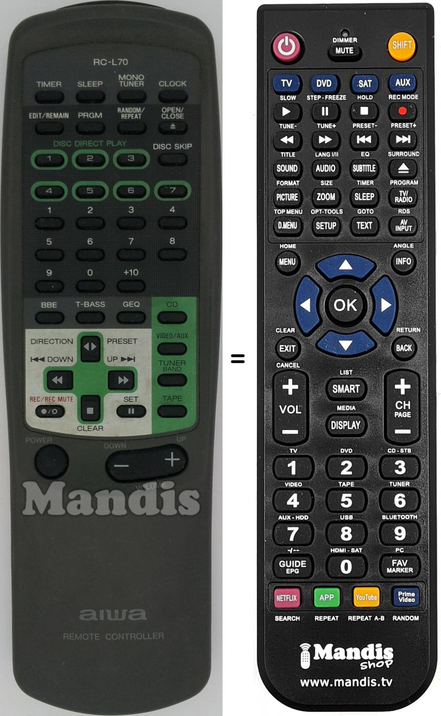 Télécommande équivalente RC-L70