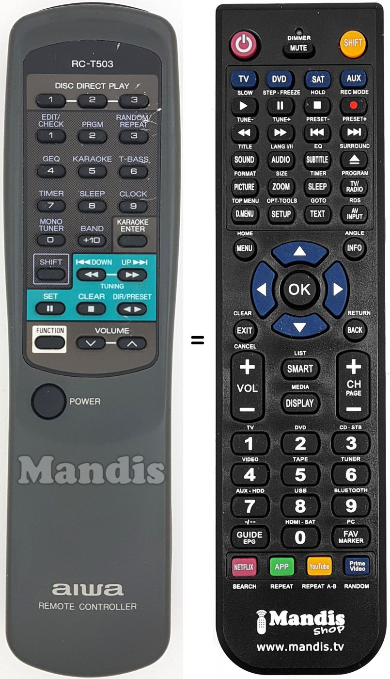 Télécommande équivalente RC-T 503