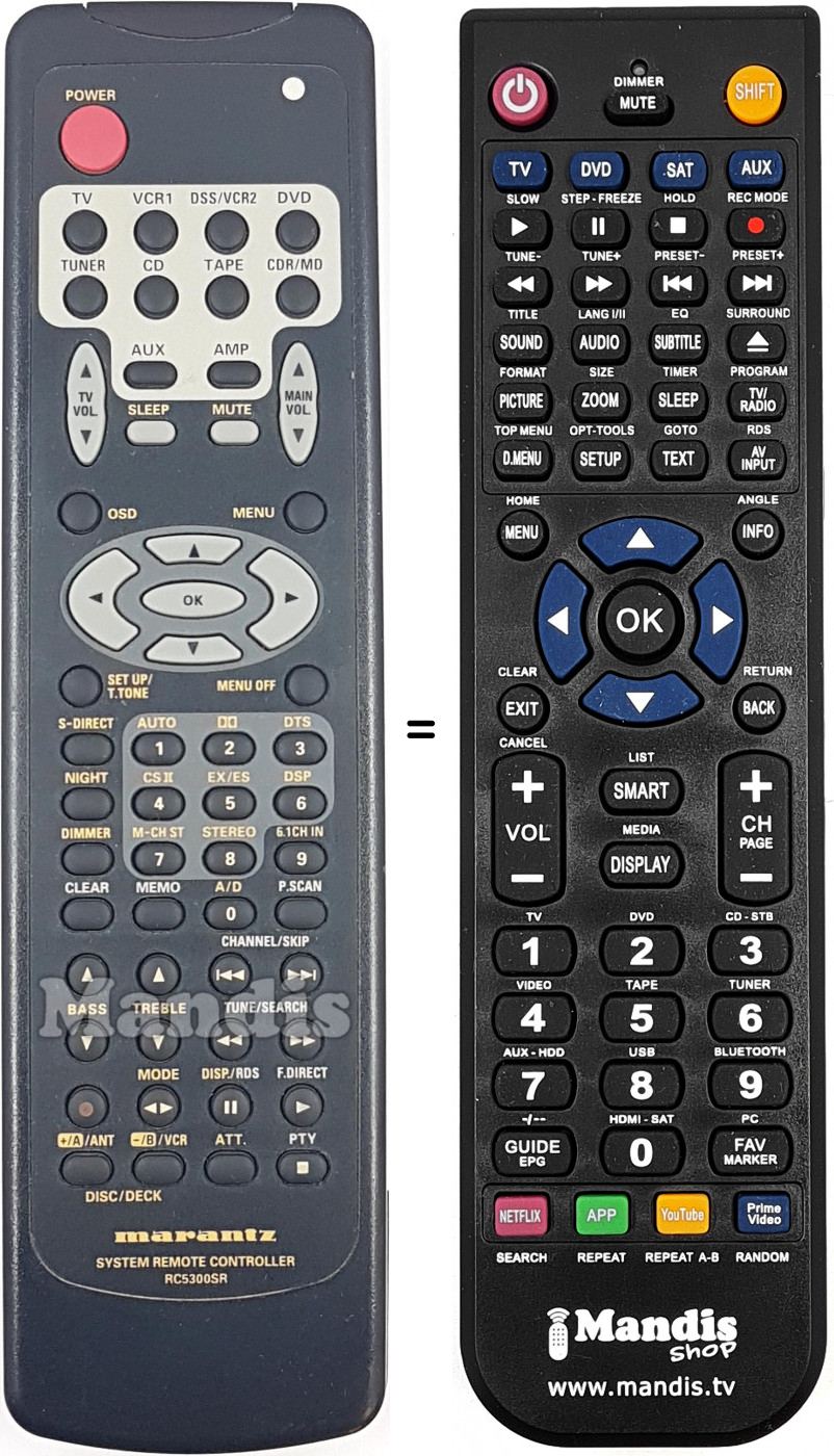 Télécommande équivalente Marantz RC5300SR