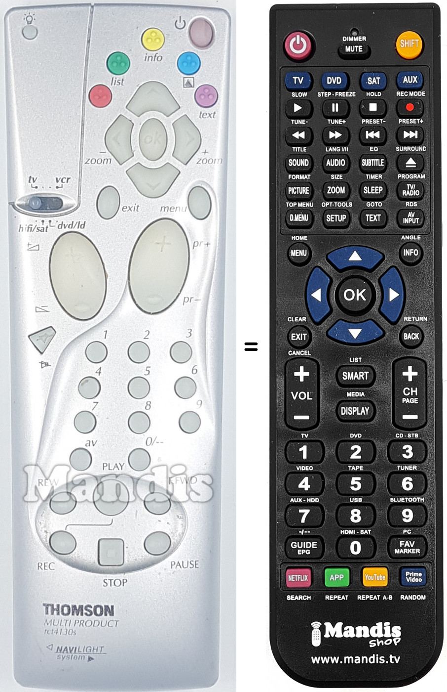 Télécommande équivalente RCT 4130 S