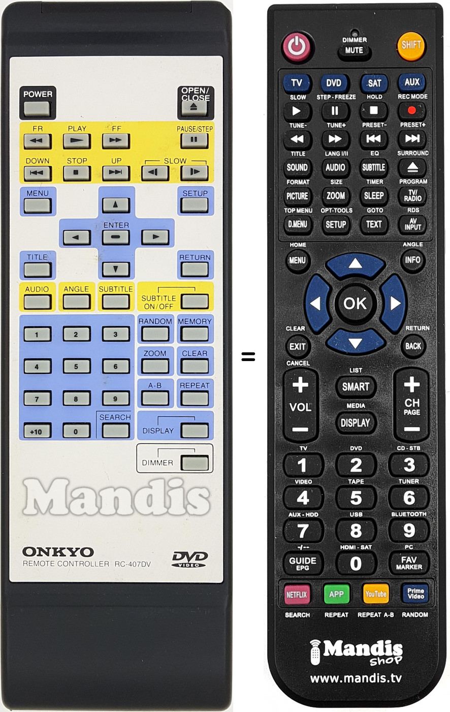 T&eacute;l&eacute;commande &eacute;quivalente RC-407DV